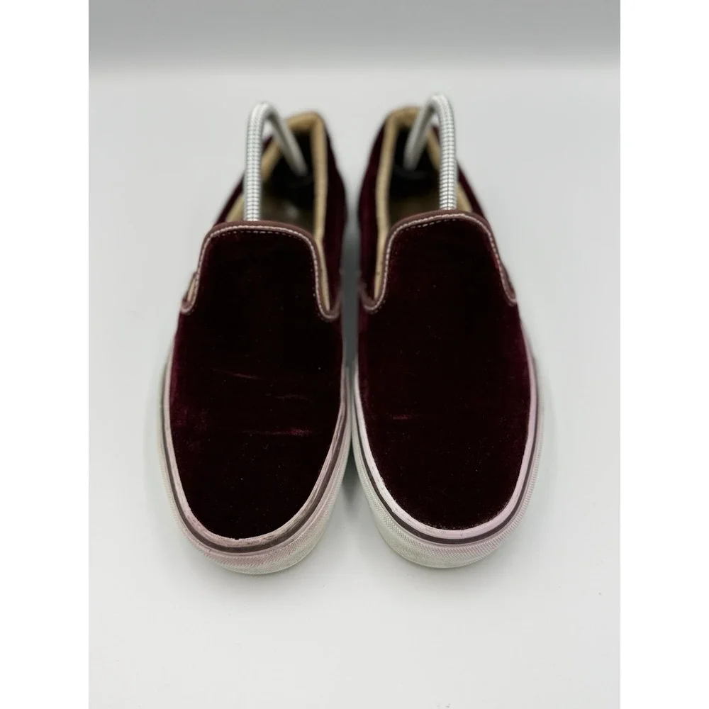 VANS Velvet Slip-On Shoes Women's 9 Men's 7.5 Burgundy Low Top Sneakers Casual